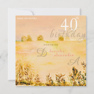 Invitation Paysage Floral de Prairie Moderne pour Anniversair