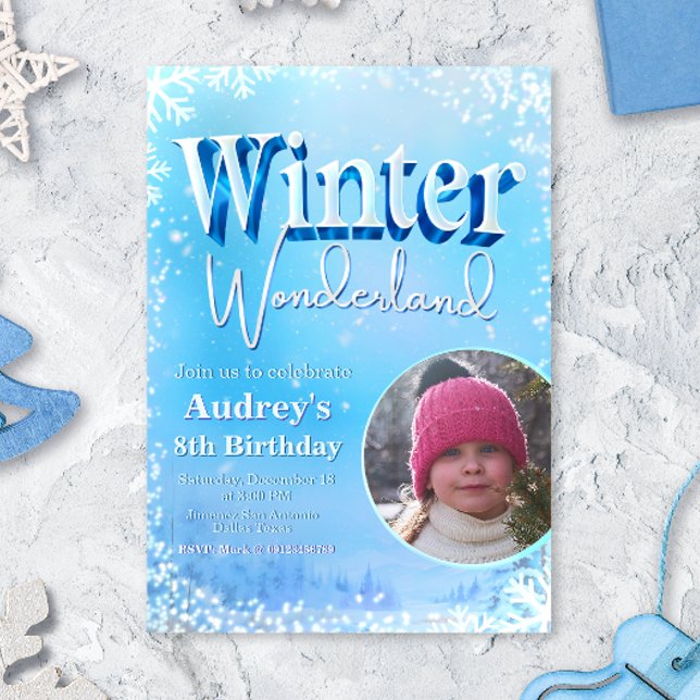 Invitation Paysage hivernal avec image (Winter Wonderland with Picture Invitation)