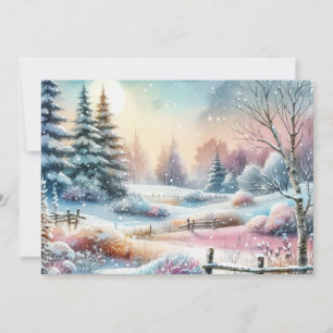 Invitation Paysage hivernal de typographie Cottage Aquarelle 