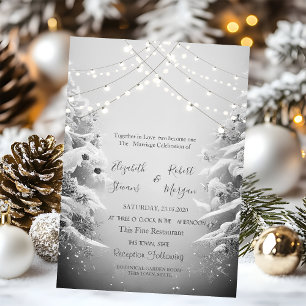 Invitation Paysage hivernal féérique, Mariage enneigé avec gu