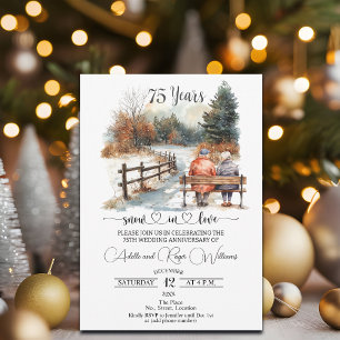 Invitation Paysage hivernal romantique pour les 75 ans de mar