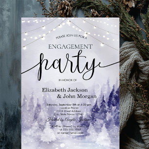 Invitation Paysage hivernal violet neige Engagement