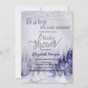 Invitation Paysage hivernal violet neigeux