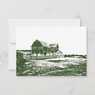 Invitation Paysage rural maison de ferme de style coupe