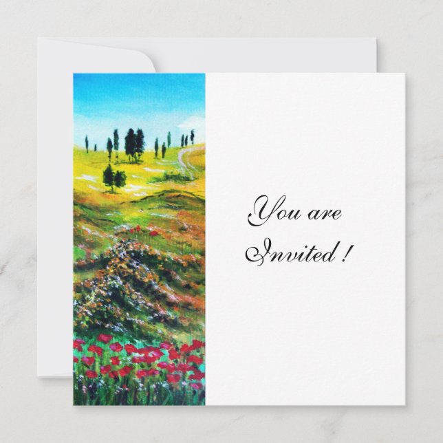 Invitation PAYSAGE TOSCANE AVEC POPIES, blanc (Devant)