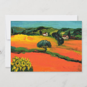 Invitation PAYSAGE TOSCANE, bleu vert jaune orange