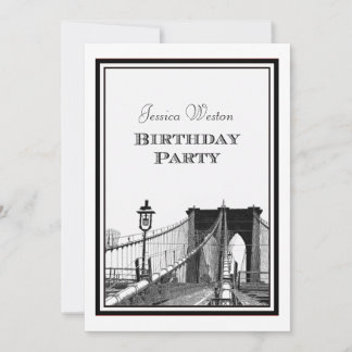 Invitation Paysage urbain de NYC Pont de Brooklyn #2 Fête d'a