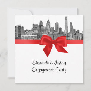 Invitation Paysage urbain de Philadelphie Fête de fiançailles