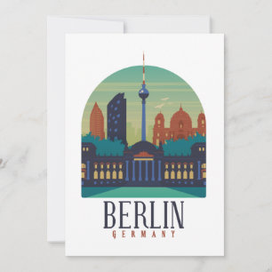 Invitation Paysage urbain minimal rétro vintage de Berlin All