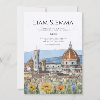 Invitation Paysage vintage de Florence en Italie pour mariage