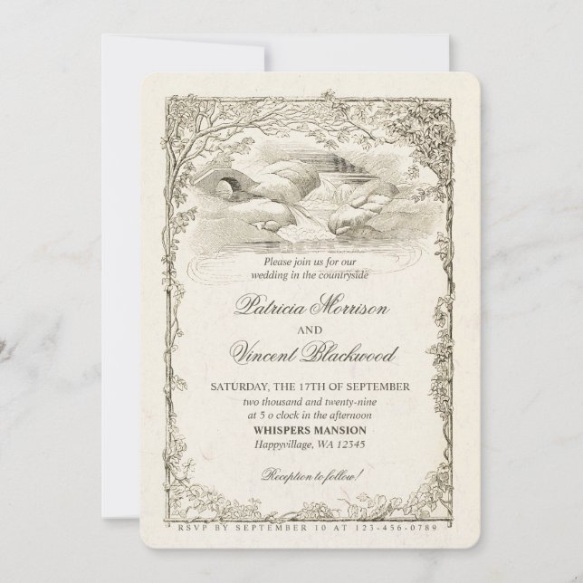 Invitation Paysage vintage Fabriqué sur mesure (Devant)