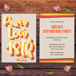 Invitation Peace Amour Rétro Groovy Coucher de Soleil Gris 18