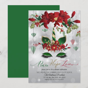 Invitation Peace Hope Love Holiday Celebration Unicorn