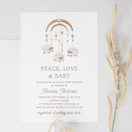 Invitation Peace Love & Baby | Baby shower mobile de mouton m