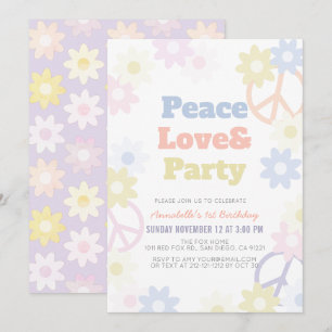 Invitation Peace Love & Party 1er anniversaire