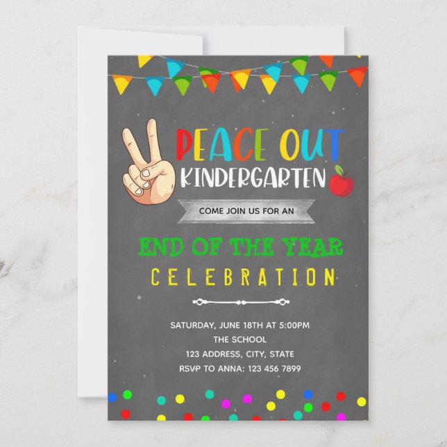 invitation Peace Out Kindergarten (Devant)