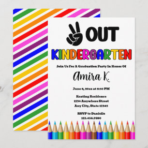 Invitation Peace Out Maternelle Amusante Colorful Graduation