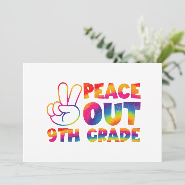 Invitation Peace Out Ninth Grade Tie Dye Dernier Day 9th Grad (Debout devant)