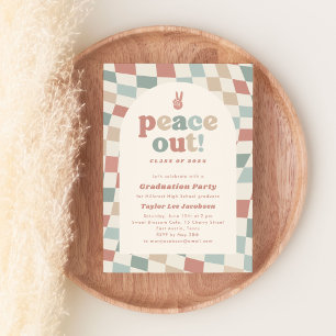 Invitation Peace Out Retro Super les années 70 Graduation Par