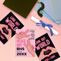 Peace Out School Pink Neon Lumières fête de gradua