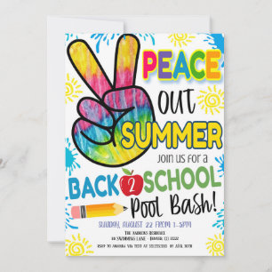 Invitation Peace Out Summer Retour à la fête scolaire Invitat