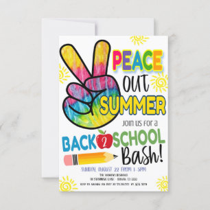 Invitation Peace Out Summer Retour à la fête scolaire Invitat