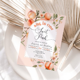 Invitation Peach 1er anniversaire invitation. Une pêche douce