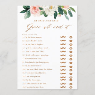 Invitation Peach and White Floral Il Dit, Elle Dit Game