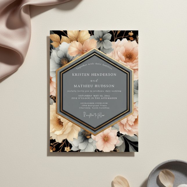 Invitation Peach Blossom Botanical Romance Wedding (Créateur téléchargé)