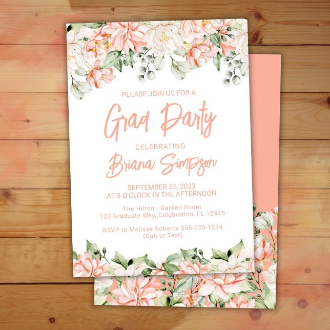 Invitation Peach Blush Ivory Graduation Party (Créateur téléchargé)
