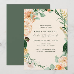 Invitation Peach Botanical Peach Bridesservatrices Déjeuner B
