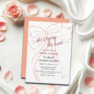 Invitation Peach Bow Elle Tying The Knot Fête des mariées