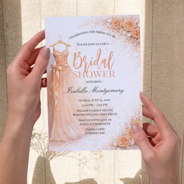 Invitation Peach Bridesmaid Dress Bridal Shower (Peach Bridesmaid Dress Bridal Shower Invitations
)