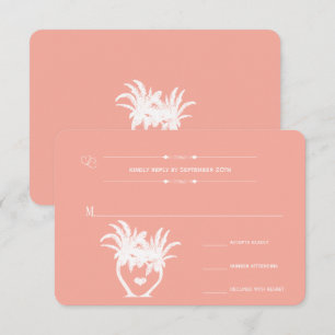 Invitation Peach Coral Beach Destination Mariage RSVP