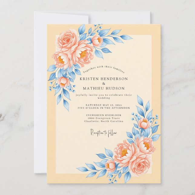 Invitation Peach Delicate Spring Wedding (Devant)