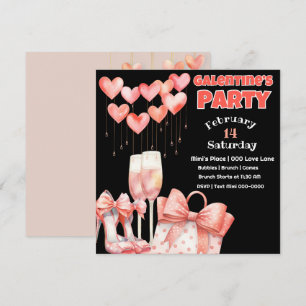 Invitation Peach et Pink Galentine's Day Party