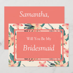 Invitation Peach Floral Serez-Vous Ma Proposition De Servante