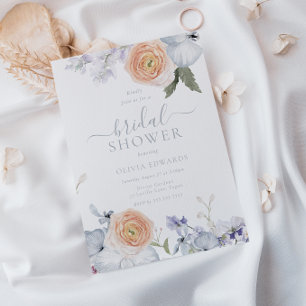 Invitation Peach Fuzz Dusty Blue Fête des mariées moderne