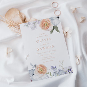 Invitation Peach Fuzz Dusty Blue Modern Elegance Mariage