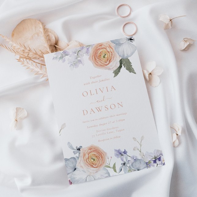 Invitation Peach Fuzz Dusty Blue Modern Elegance Mariage (Créateur téléchargé)