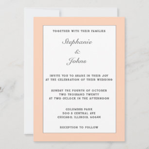 Invitation Peach Fuzz Pastel Elégant Simple Minimal Mariage