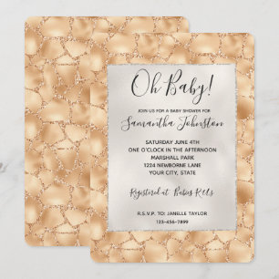Invitation Peach Gold Parties scintillant Glam Sparkle Giraff