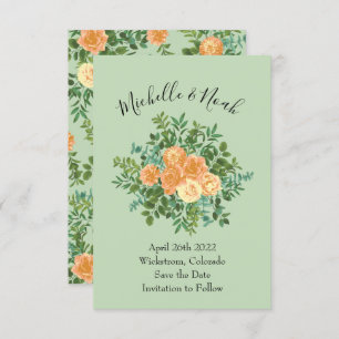 Invitation Peach Green Mariage Spring Pastel