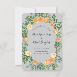 Invitation Peach Grey Mariage Spring Floral