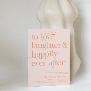 Invitation Peach Happy Jamais Après Script Décontracté Mariag