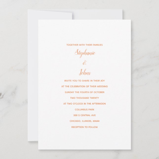 Invitation Peach intemporel Fuzz Simple Minimalist 2024 Maria (Devant)
