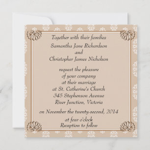 Invitation Peach Mariage damassé