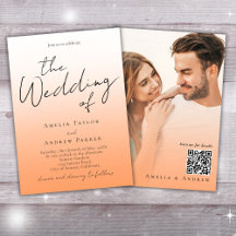 Peach Orange Fuzz Elegant Photo QR Code Mariage