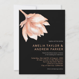Invitation Peach Orange Fuzz Moderne Aquarelle Florale Mariag