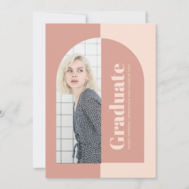 Invitation Peach Peach Pink Arch Photo Party (Devant)